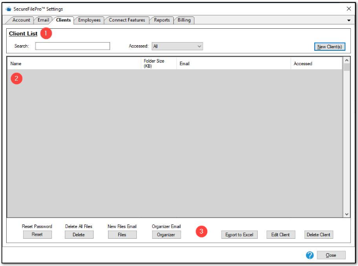 SFP Clients tab